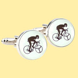 Bassin and Brown Cyclist Cufflinks - White and Black