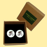 Bassin and Brown Cyclist Cufflinks - White and Black