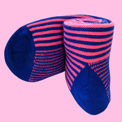 Bassin and Brown Royal Blue and Pink Vertical Stripe Cotton Socks