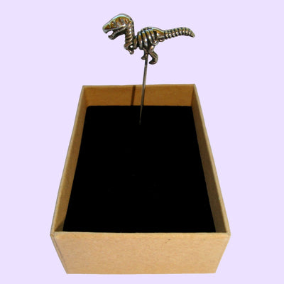 Bassin and Brown Dinosaur Jacket Lapel Pin - Antique Silver
