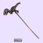 Bassin and Brown Dinosaur Jacket Lapel Pin - Antique Silver