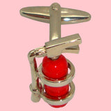 Bassin and Brown Fire Extinguisher Cufflinks - Red/Silver