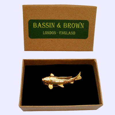Bassin and Brown Golden Fish Tie Bar - Gold
