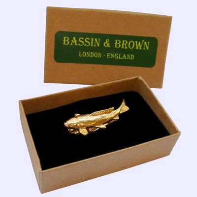 Bassin and Brown Golden Fish Tie Bar - Gold