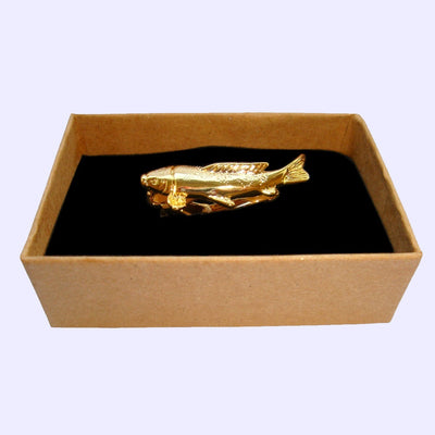 Bassin and Brown Golden Fish Tie Bar - Gold