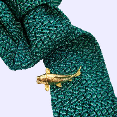 Bassin and Brown Golden Fish Tie Bar - Gold