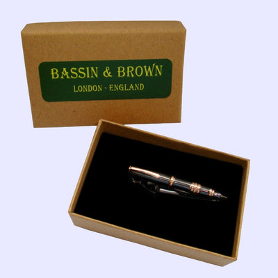 Bassin and Brown Fountain Pen Tie Bar - Black and Gold