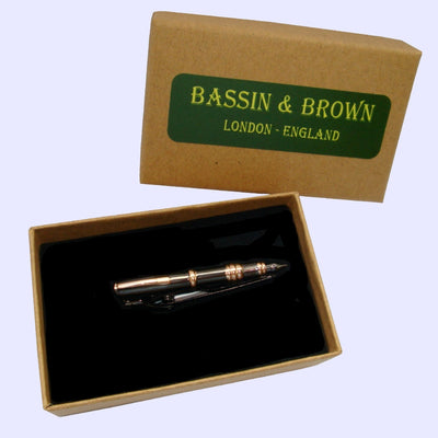 Bassin and Brown Fountain Pen Tie Bar - Black and Gold