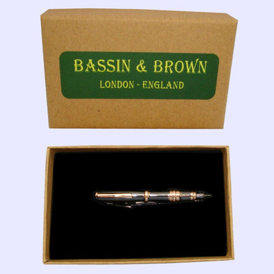 Bassin and Brown Fountain Pen Tie Bar - Black and Gold
