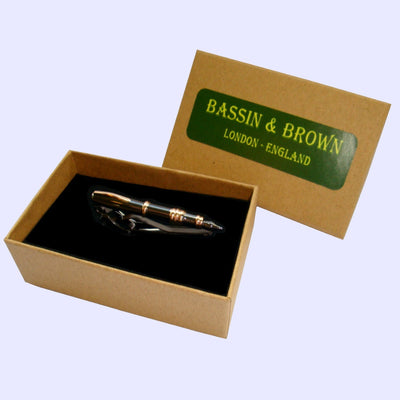 Bassin and Brown Fountain Pen Tie Bar - Black and Gold