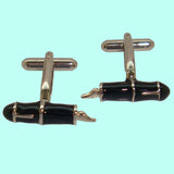 Bassin and Brown - Fountain Pen Cufflinks - Silver and Black