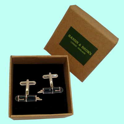 Bassin and Brown - Fountain Pen Cufflinks - Silver and Black