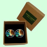 Bassin and Brown Space and Planets Cufflinks - Navy/Green/Yellow