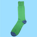 Bassin and Brown Heel & Toe Cotton Socks - Green and Blue