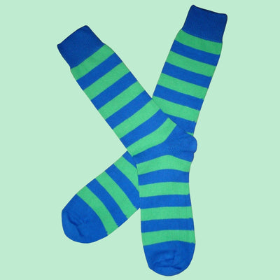 Bassin and Brown Green/Blue Hooped Stripe Cotton Socks