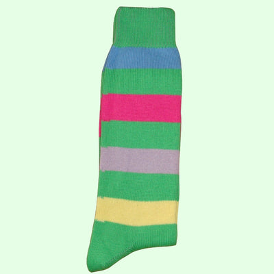 Bassin and Brown Green Multi Stripe Cotton Socks