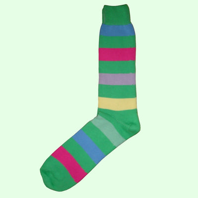 Bassin and Brown Green Multi Stripe Cotton Socks