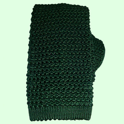 Bassin and Brown Plain Knitted Silk Tie Green