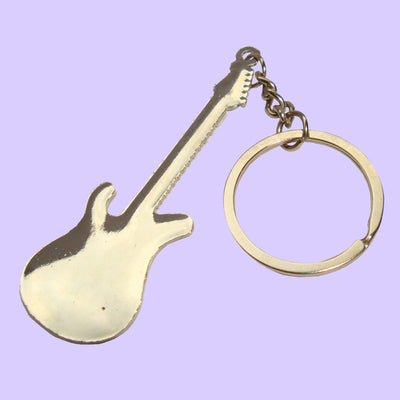 Bassin and Brown Guitar Keyring - White, Black and Silver