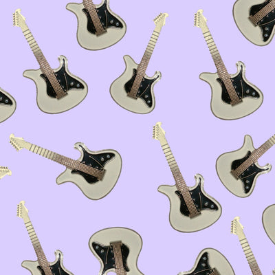 Bassin and Brown Guitar Keyring - White, Black and Silver
