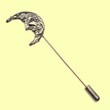 Bassin and Brown Silver Crescent Moon Lapel Pin