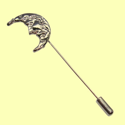 Bassin and Brown Silver Crescent Moon Lapel Pin