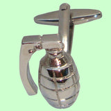 Bassin and Brown Hand Grenade Cufflinks - Silver