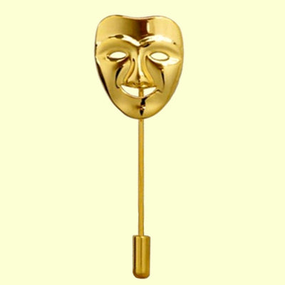 Bassin and Brown Mask Happy Jacket Lapel Pin - Gold