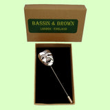 Bassin and Brown Mask Happy Jacket Lapel Pin - Silver