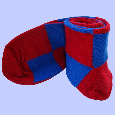 Bassin and Brown Wine and Royal Blue Harlequin Check Wool Socks