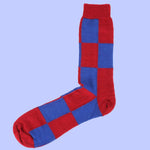 Bassin and Brown Wine and Royal Blue Harlequin Check Wool Socks