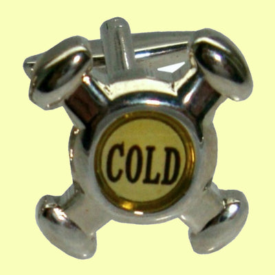 Bassin and Brown Hot And Cold Tap Cufflinks - Silver and White