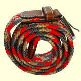 Bassin and Brown Jagged Stripe Woven Belt - Beige, Red and Grey