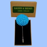 Bassin and Brown Blue Chrysanthemum Flower Jacket Lapel Pin