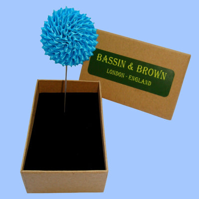 Bassin and Brown Blue Chrysanthemum Flower Jacket Lapel Pin