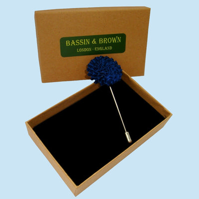 Bassin and Brown Navy Chrysanthemum Flower Jacket Lapel Pin