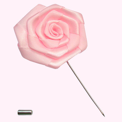 Bassin and Brown Rose  Jacket Lapel Pin - 4cm Diameter - Pastel Pink
