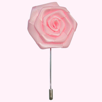 Bassin and Brown Rose  Jacket Lapel Pin - 4cm Diameter - Pastel Pink