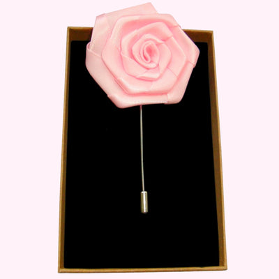 Bassin and Brown Rose  Jacket Lapel Pin - 4cm Diameter - Pastel Pink