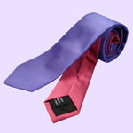 Bassin and Brown Two Colour Plain Woven Silk Tie Lilac/Light Pink