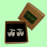Bassin and Brown Mask Happy and Sad Cufflinks - Silver