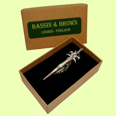 Bassin and Brown Silver Decorative Sword Tie Bar