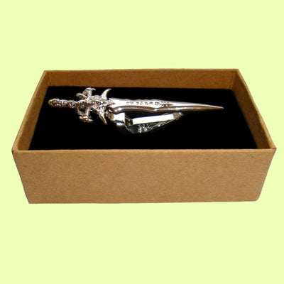 Bassin and Brown Silver Decorative Sword Tie Bar