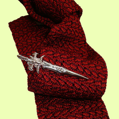 Bassin and Brown Silver Decorative Sword Tie Bar