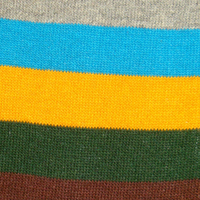 Bassin and Brown Multi Medium and Thin Stripe Socks - Gold, Green, Brown , Blue , Grey and White