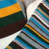 Bassin and Brown Multi Medium and Thin Stripe Socks - Gold, Green, Brown , Blue , Grey and White