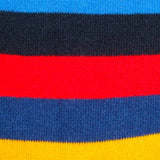 Bassin and Brown Medium and Thin Multi Stripe Socks - Navy/Blue/Red/Yellow/Beige