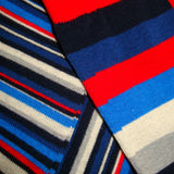 Bassin and Brown Medium and Thin Multi Stripe Socks - Red, Navy, Blue, Grey and White