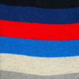 Bassin and Brown Medium and Thin Multi Stripe Socks - Red, Navy, Blue, Grey and White