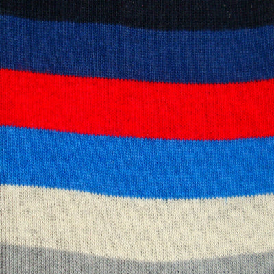 Bassin and Brown Medium and Thin Multi Stripe Socks - Red, Navy, Blue, Grey and White